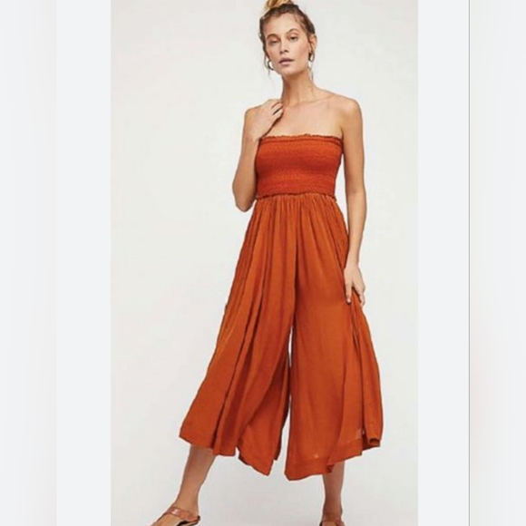 COPY - Free People Strapless Jumpsuit wide leg pants - Picture 1 of 7